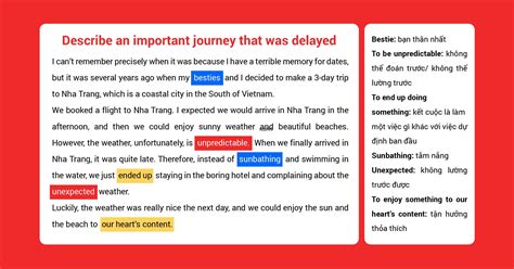 describe an important journey that has been delayed|Describe an important journey that was delayed.
